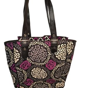 Vera Bradley Black, Cream & Purple Patterned Tote